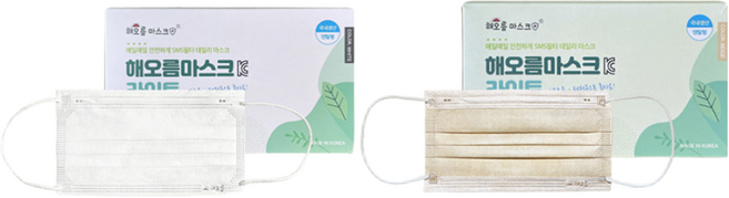 해오름 마스크 라이트 중형 50매입 화이트/베이지 얼굴작은 여성 여름용 스포츠용 레저용 국산 도레이 첨단소재 SMS원단 신제품, 라이트_중형_베이지 50매, 1개