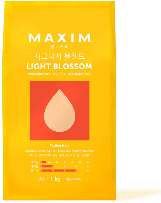 맥심 원두커피 시그니처 블렌드 라이트 블로섬, 홀빈(분쇄안함), 1kg, 1개