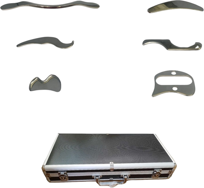 IASTM 연부조직가동술 승모근 허벅지 종아리 근육 마사지 바디 괄사 도구 근막이완 툴 6종, 2.Curved Bar