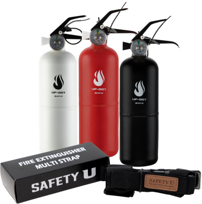 차량용 소화기 UF-007 세이프티유 캠핑용 가정용 사무실 법적 의무화 고급형 실속패키지(소화기+고급스트랩), 1.42kg, 레드, 1개