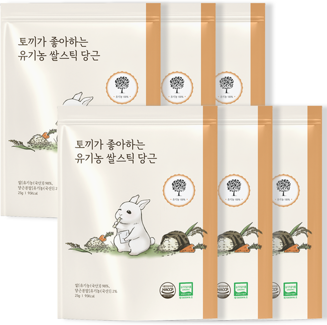 토끼가 좋아하는 유기농 쌀스틱, 6개, 25g, 당근맛