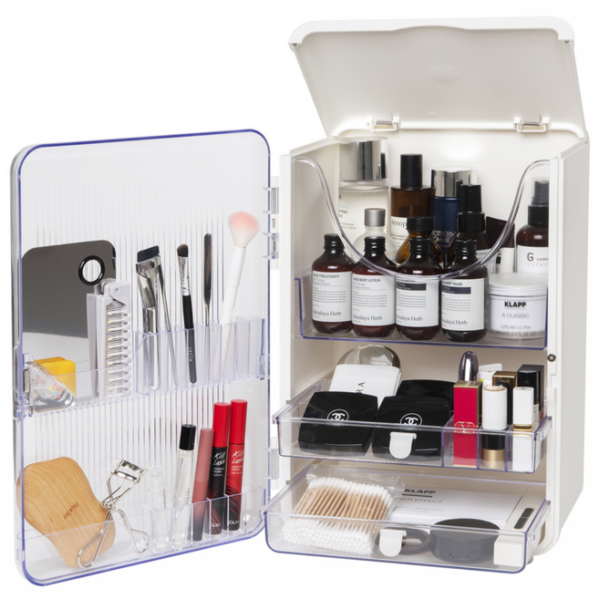 이지피지 화장품 정리함 커버형 특대형, 화이트 반투명커버, 1개