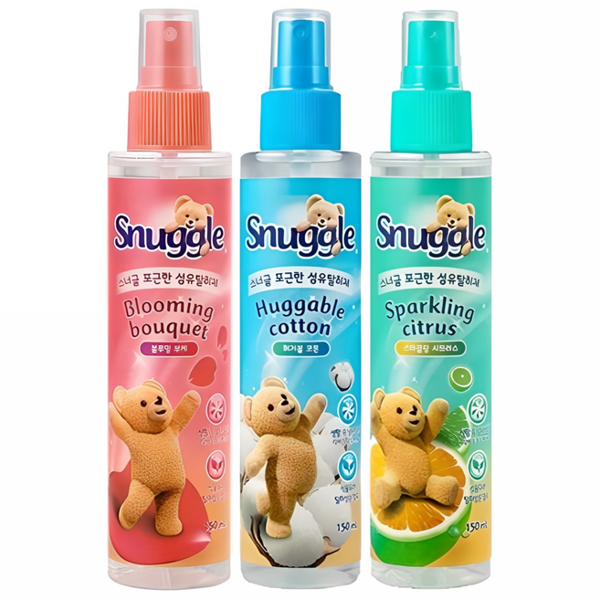 [스너글] 섬유탈취제 허거블 150ml + 블루밍 150ml + 스파클링 150ml, 1세트