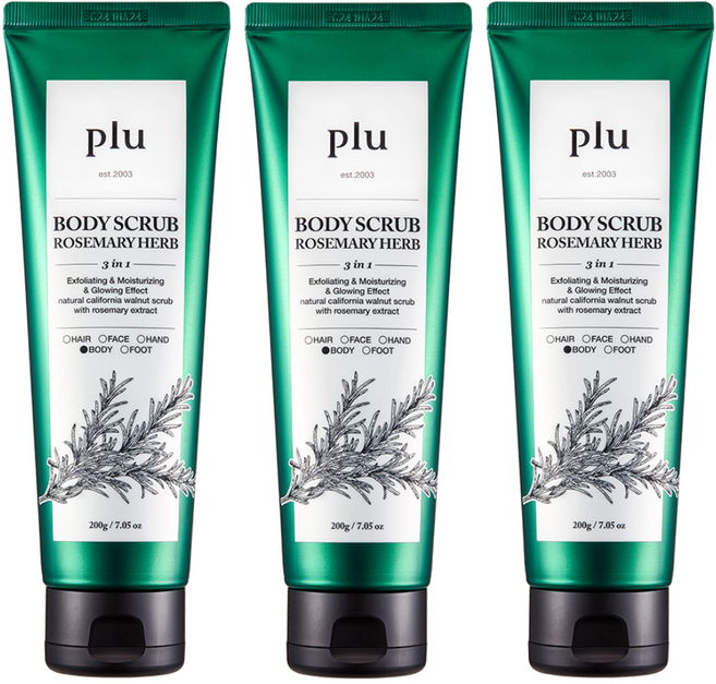 플루 바디스크럽 로즈마리허브향, 200g, 3개