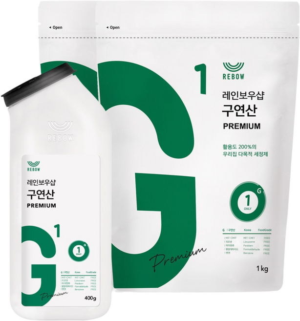 리보우 구연산 프리미엄 톡톡이 리필 세트 (1kgx2), 1세트