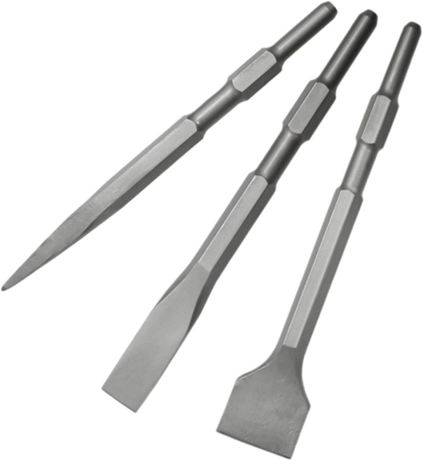 베어툴 육각 3종 [포인트 + 20mm플랫 + 50mm플랫] 탄소강 포인트 플랫 치즐, 1세트
