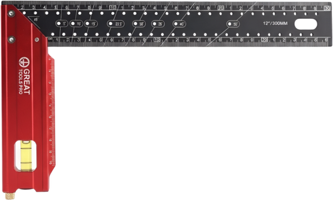 장수안 고정밀 스틸 알루미늄 제도용 직각자 300mm 멀티 스크라이빙 수평기능, 1개