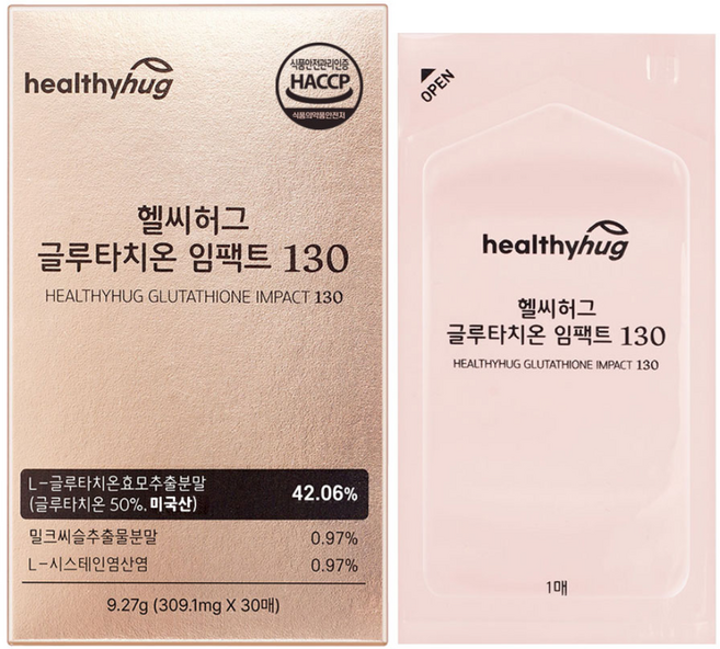 헬씨허그 글루타치온 필름 임팩트 130 효모 밀크씨슬 추출 분말 이너뷰티 콜라겐 비타민, 9.27g, 1개