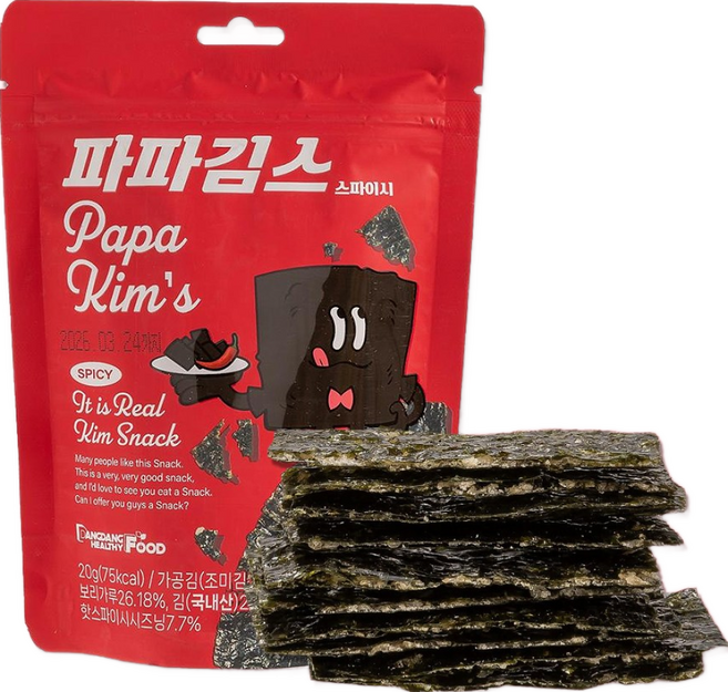 당당헬시 파파김스 스파이시 김과자 [원산지:국산(충청남도 서천군)], 24개, 20g