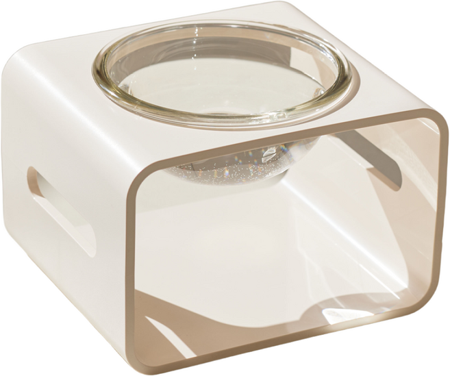 3651 반짝식기 고양이 강아지 물그릇, S14, 1개, 크림치즈