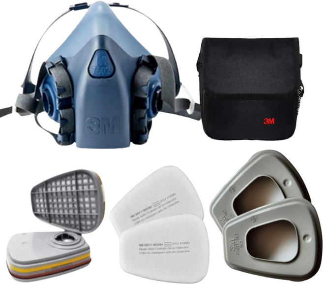 3M 양구형 면체마스크세트 7502(1개)+6003K(2개)+5N11(2개)+501(2개)+ 방독면가방(1개), 혼합, 1세트