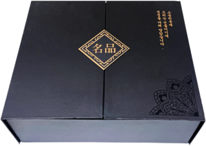 명품 지함박스(창문형) 3구 떡 이바지 명절선물 정육 한과 과일 포장, 검정, 1개, 속지 통형(T5)