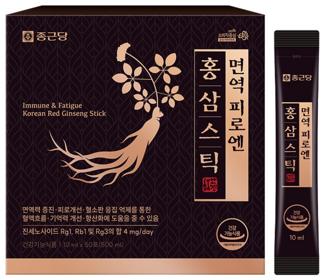 종근당 면역 피로엔 홍삼스틱, 1개, 500ml
