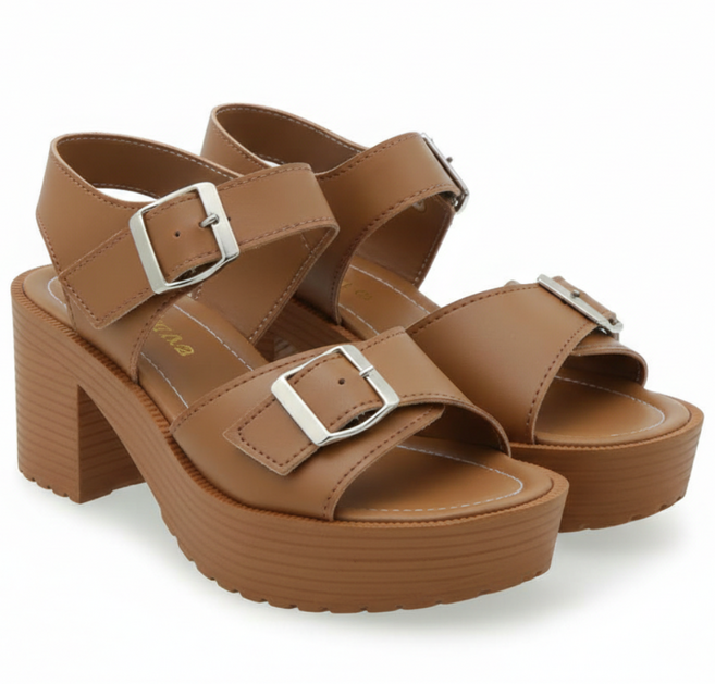 여성 발목 벨크로 근무화 통굽 샌들 빅사이즈 키높이 샌들 7cm