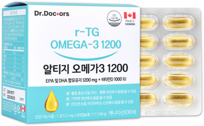 닥터닥터스 알티지 오메가3 1200, 90정, 1개