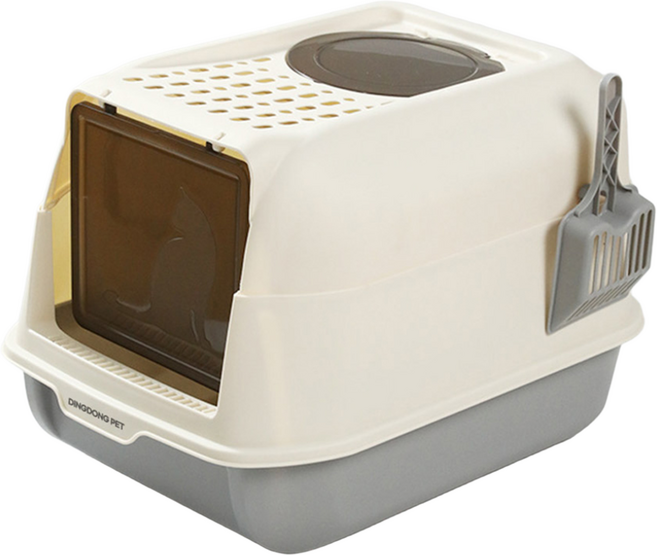 DING DONG PET 貓用雙向貓砂盆, 灰色, 1個