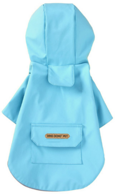 딩동펫 반려동물 뒷포켓 방수 우비, 블루, S