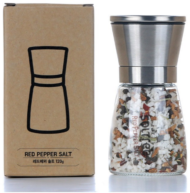 [고서임] 허브솔트 (그린허브솔트 / 레드페퍼솔트) 캠핑소금 그라인더 리필용, 120g, 1개, 레드페퍼솔트(그라인더)
