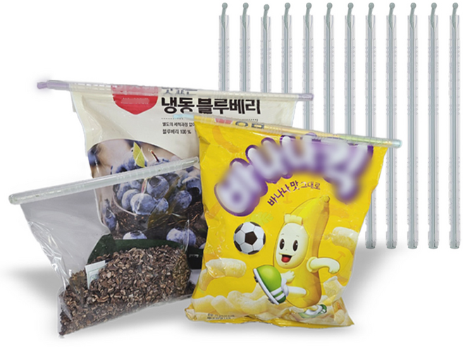 밀봉집게 밀봉스틱 봉지 비닐 생활친구 12개입, 소(그레이)