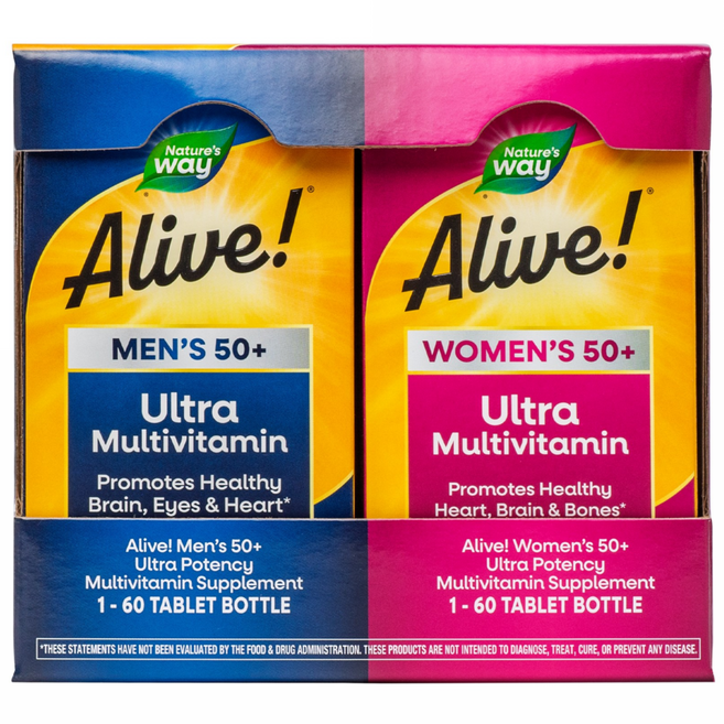 네이쳐스웨이 얼라이브! 원스 데일리 50+ 울트라 포텐시 멀티 비타민 타블렛 2종 세트, 1개