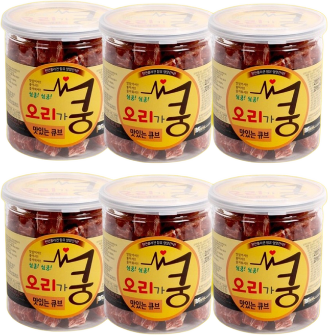 소가쿵 연어가쿵 오리가쿵 믹스쿵 큐브 슬라이스 강아지 노즈워크 간식 애견간식 건조간식, 6개, 오리가쿵 큐브 200g 6개