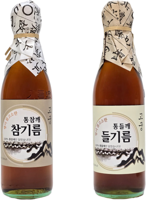 전통압착 방앗간 통참깨 고궁참기름 + 진한 고궁들기름(주)경성, 2개, 350ml