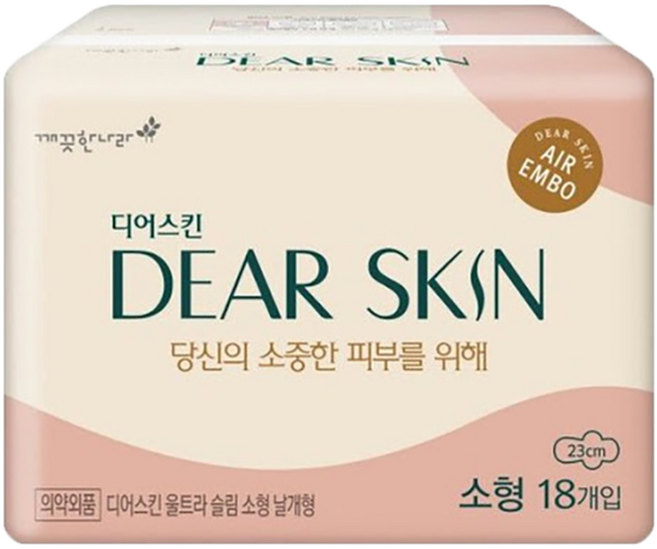 디어스킨 에어엠보 울트라 슬림 생리대 날개형, 소형, 18개입, 1개