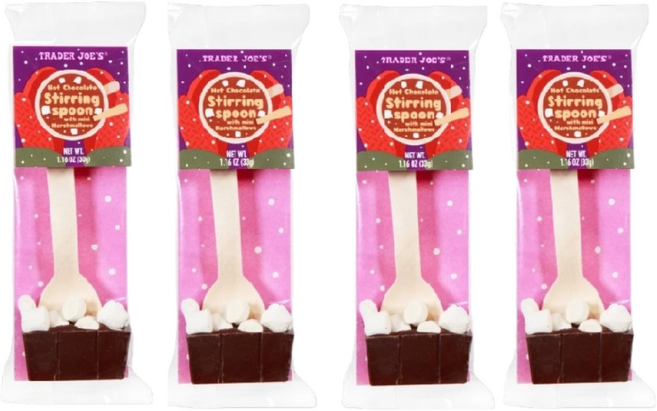 [겨울 시즌] [미국 직구] 트레이더조 핫초콜릿 스터링 스푼 Trader Joe's Hot Chocolate Stirring Spoon, 1세트, 4개입, 33g