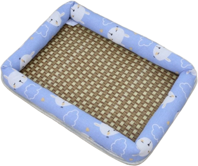 보유샵 고양이 강아지 쿨매트 시원한 대나무 매트 여름 방석 린넨 패드, 블루, 1개