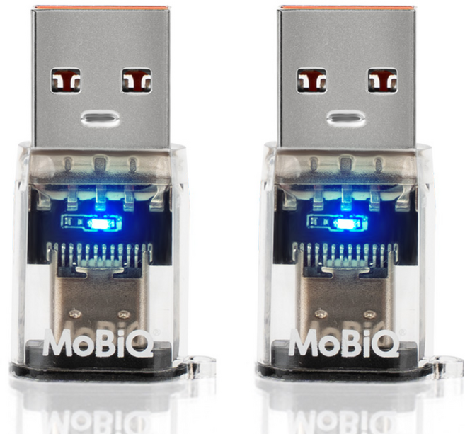 모비큐 USB A To C 타입 3.2Gen2 10G 데이터 120W 초고속 충전 투명 OTG 변환 미니젠더 EM-ATC1P120W, 2세트