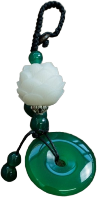 옥 장식 연꽃 키링 불교 전통적인 심플한 열쇠고리 부처님, 초록옥, 1개