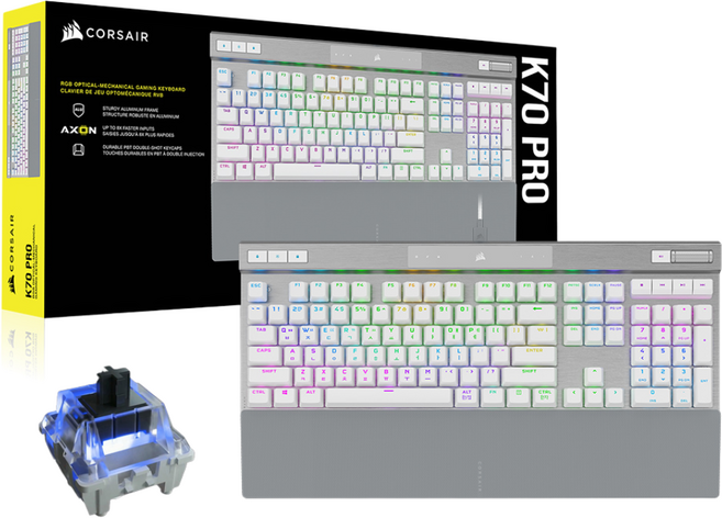 커세어 K70 RGB PRO OPX 광적축 게이밍 기계식 유선 일반형 키보드, 화이트, (커세어 공식인증점) K70 RGB PRO OPX, 적축
