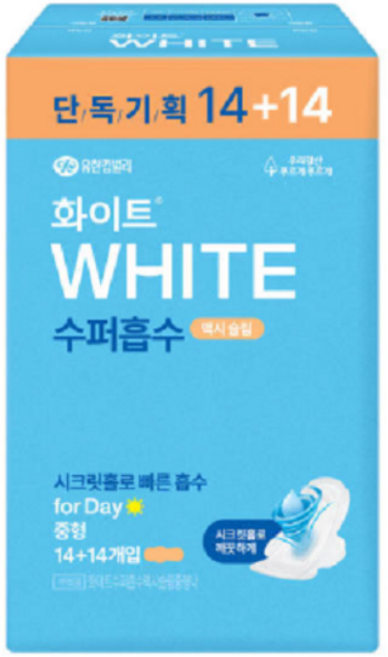 화이트 수퍼흡수 슬날중 14+14/맥시슬림중형날개형, 중형, 28개입, 1개