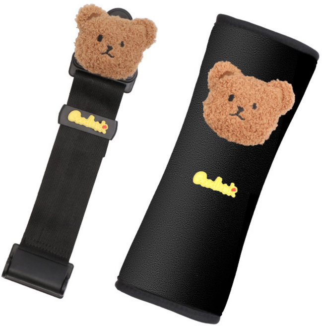 차량용 안전벨트 가드 목쓸림 방지 쿠션, 1개, 블랙