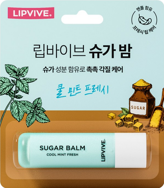 애경 립밤 립케어 립바이브 슈가밤 쿨민트 프레시, 1개, 4.8g, 무색