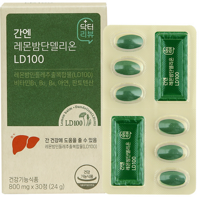 [간건강 개별인정]닥터리뷰 간엔 레몬밤단델리온 LD100, 1박스, 30정