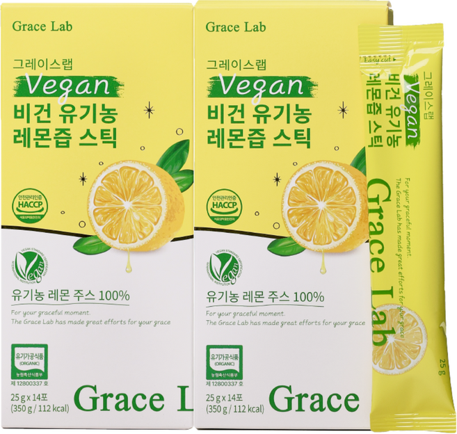 그레이스랩 비건 유기농 레몬즙 스틱, 28개, 25g