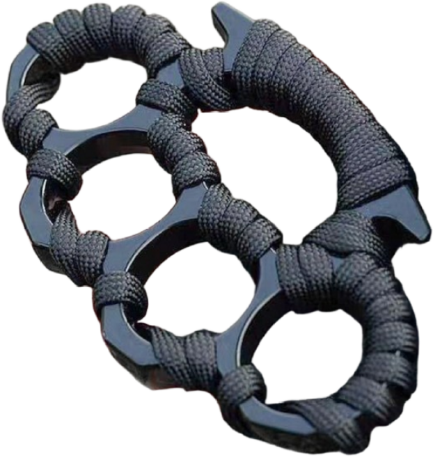 본라이프 호신용 자기 방어 고강도 탄소강 너클 글러브 핑거너클 손이편한 그립감 소프트 로프 그립 손가락 링 가드 핑거 안전 반지 무기 호신 용품, 1개, 검정