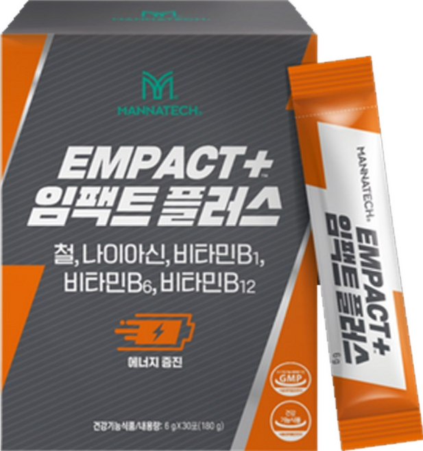 매나테크 임팩트 플러스 (에너지음료 근육회복 과일맛) + 새부리형 마스크 2매, 180g