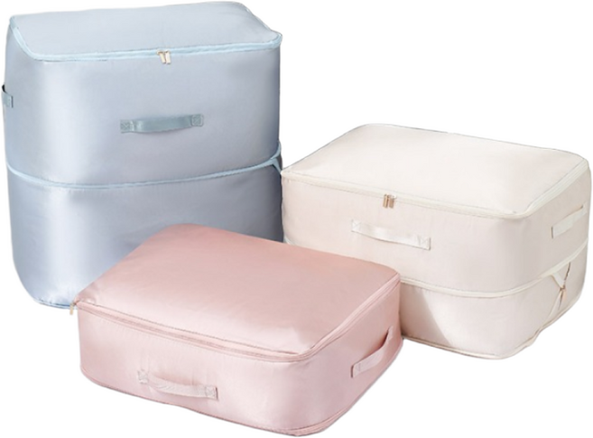 Luzsol 고밀도 샤무드 이불압축파우치 대용량 수납, 2개, 스카이블루