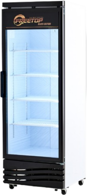 프리탑 FT-470DFS 직냉 전면블랙 소주 컵 수직형 냉동고 쇼케이스, 무료배송지역