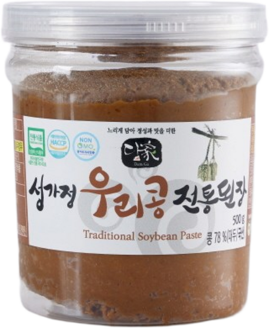 100% 국내산 농산물로 4대를 이어온 전통 장류의 명가/순창 성가정식품/성가정 우리콩 전통 된장 500g, 1개
