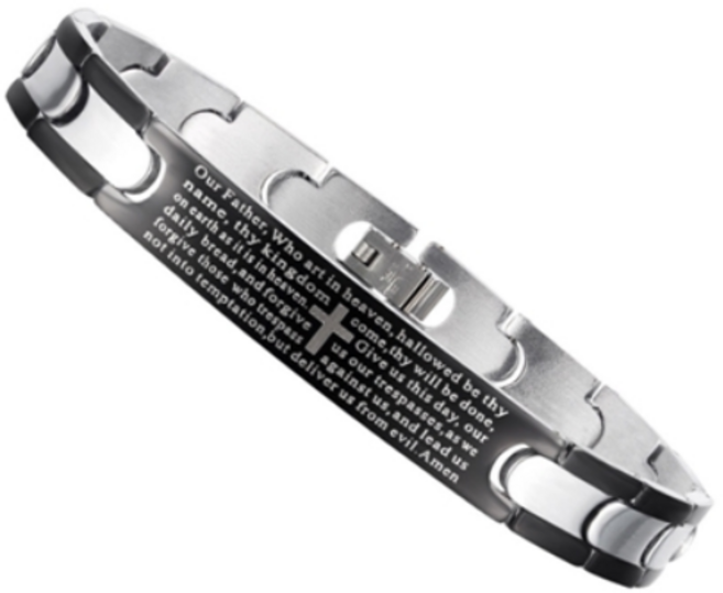 에르모사제이 맨즈 MW029 써지컬 스틸 십자가 주기도문 남자 팔찌