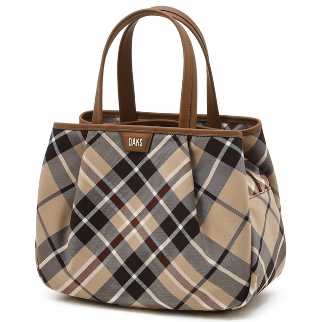 닥스 ACC [선물추천] 체크 브라운 가죽 토트백 M