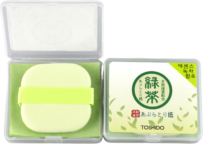 300매 X 2개 토시도 에센스 녹차 마 퍼프 기름종이 얼굴 휴대용 유분 피지제거, 300매입