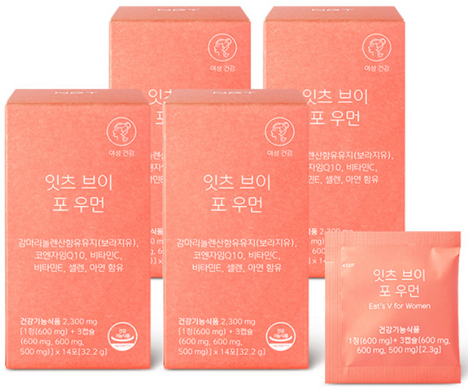 네츄럴굿띵스 잇츠 브이 포 우먼 코큐텐 감마리놀렌산 항산화, 4박스, 32.2g