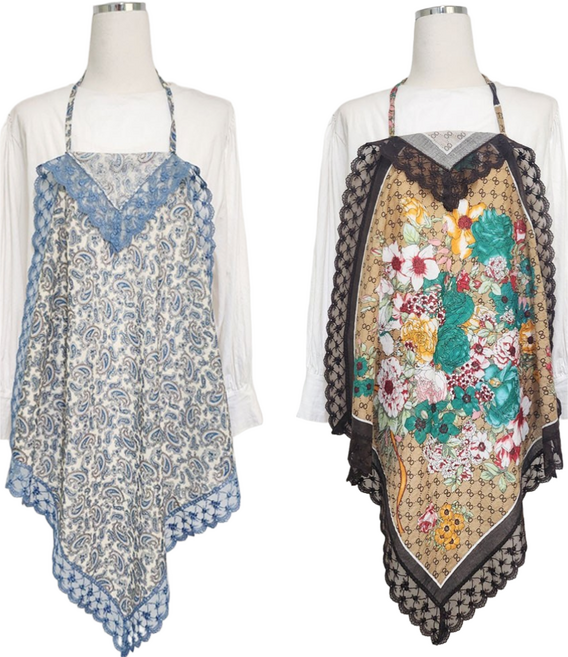 손수건앞치마 에티켓손수건 스카프 앞치마 레이스 무릎덮개 턱받이 휴대용 단체선물 네꼬클럽, 1개, 9.동백(블랙)