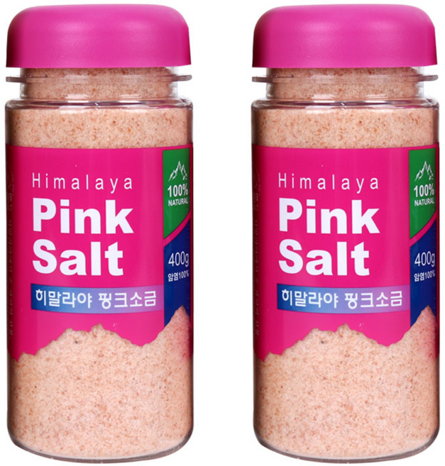 히말라야 핑크솔트 가는소금 천연 식용암염 천일염, 400g, 2개