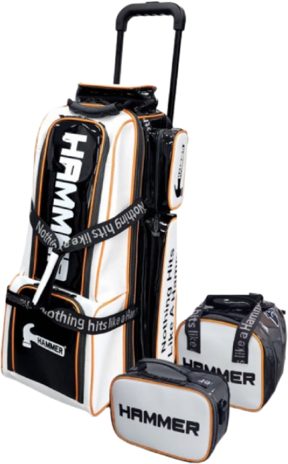 [ 악세사리백+1볼도트백+스티커3종+네임텍 ] 2025 햄머 빅 3볼롤러백 볼링가방 특별세트, 화이트블랙, 1개