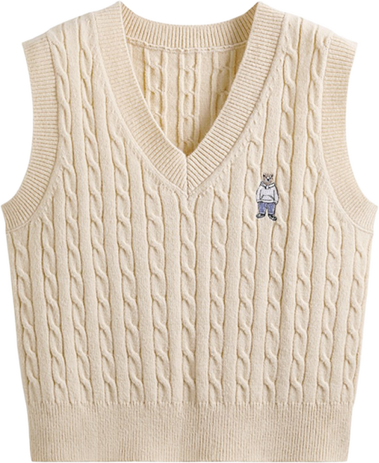 메이킹유 브이넥 꽈배기 베스트 WA12077칼라니트조끼